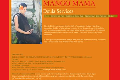 Mango Mama Doula Services home page